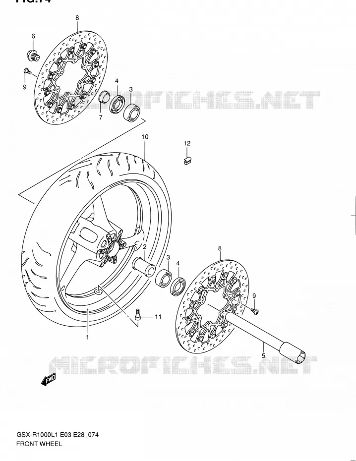 ROUE AVANT Suzuki MOTO 1000 GSX-R 2011  GSX-R1000 L1 (E03,E28,E33)