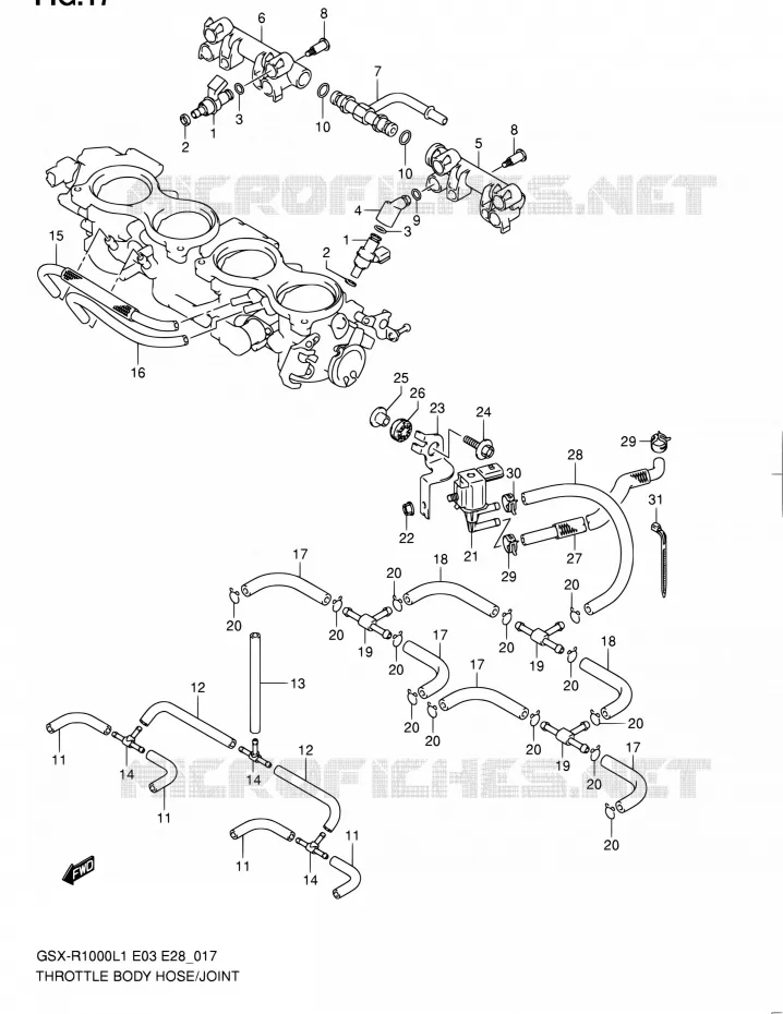 SYSTÈME D'INJECTION (GSX-R1000L1 E33) Suzuki MOTO 1000 GSX-R 2011  GSX-R1000 L1 (E03,E28,E33)