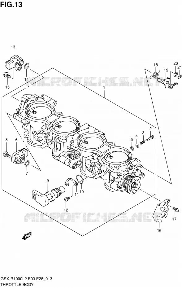 CORPS DE PAPILLON (GSX-R1000L2 E28) Suzuki MOTO 1000 GSX-R 2012  GSX-R1000 L2 (E03,E28,E33)
