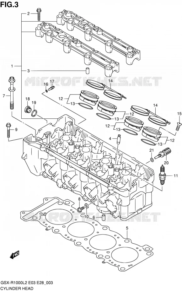CULASSE Suzuki MOTO 1000 GSX-R 2012  GSX-R1000 L2 (E03,E28,E33)