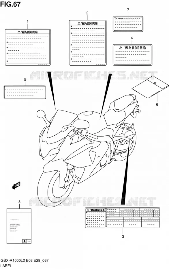 ETIQUETTE (GSX-R1000L2 E03) Suzuki MOTO 1000 GSX-R 2012  GSX-R1000 L2 (E03,E28,E33)