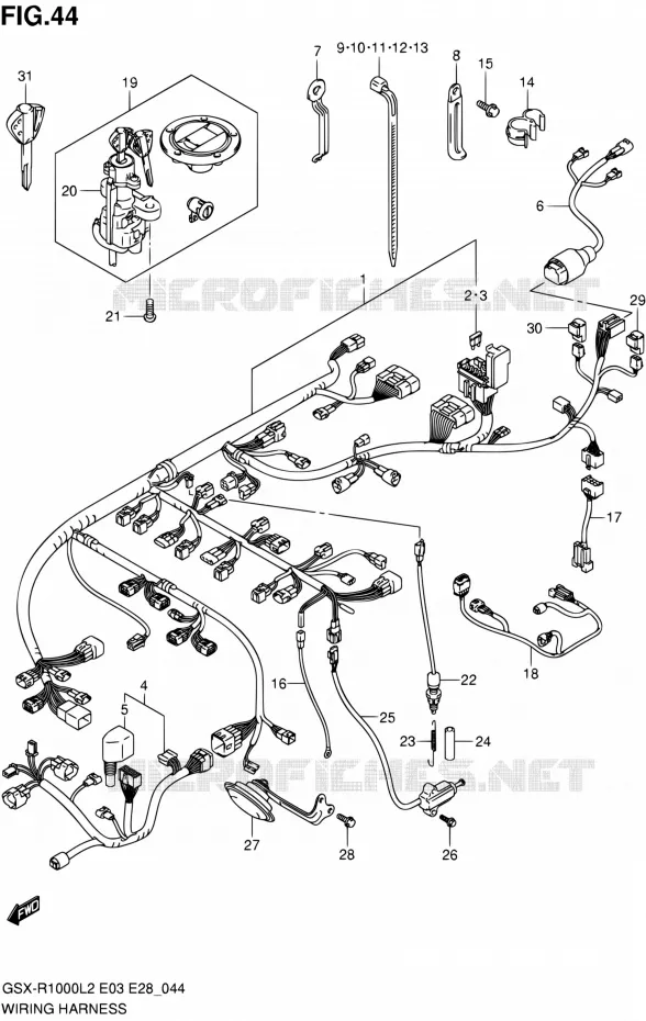 FAISCEAU ELECTRIQUE (GSX-R1000L2 E33) Suzuki MOTO 1000 GSX-R 2012  GSX-R1000 L2 (E03,E28,E33)