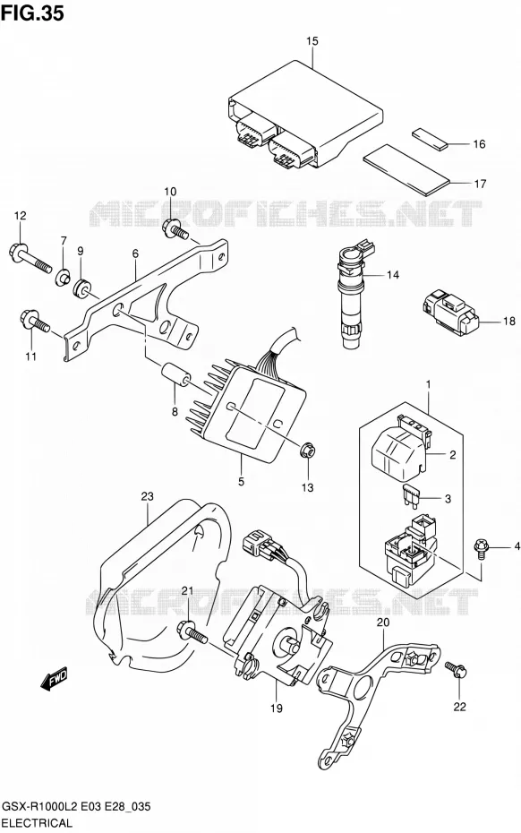 PARTIE ELECTRIQUE (GSX-R1000L2 E33) Suzuki MOTO 1000 GSX-R 2012  GSX-R1000 L2 (E03,E28,E33)