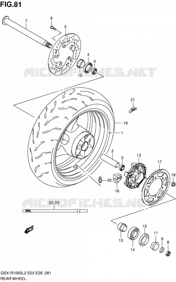 ROUE ARRIERE Suzuki MOTO 1000 GSX-R 2012  GSX-R1000 L2 (E03,E28,E33)