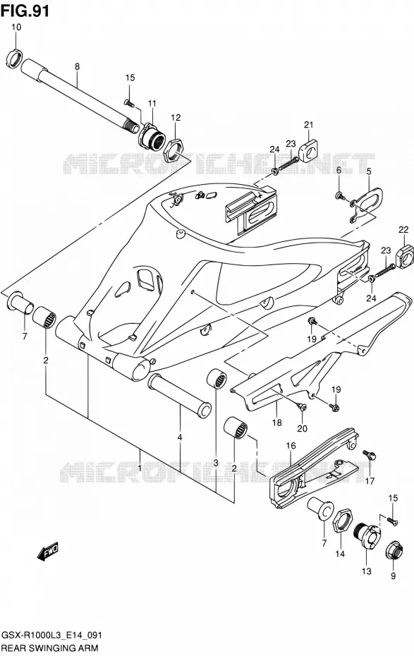 BRAS OSCILLANT ARRIERE (GSX-R1000ZL3 E14) Suzuki MOTO 1000 GSX-R 2013  GSX-R1000 L3/GSX-R1000Z L3 (E14)