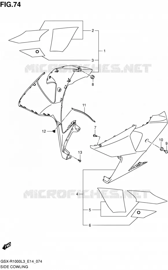 FLANCS DE CARENAGES (GSX-R1000ZL3 E14) Suzuki MOTO 1000 GSX-R 2013  GSX-R1000 L3/GSX-R1000Z L3 (E14)