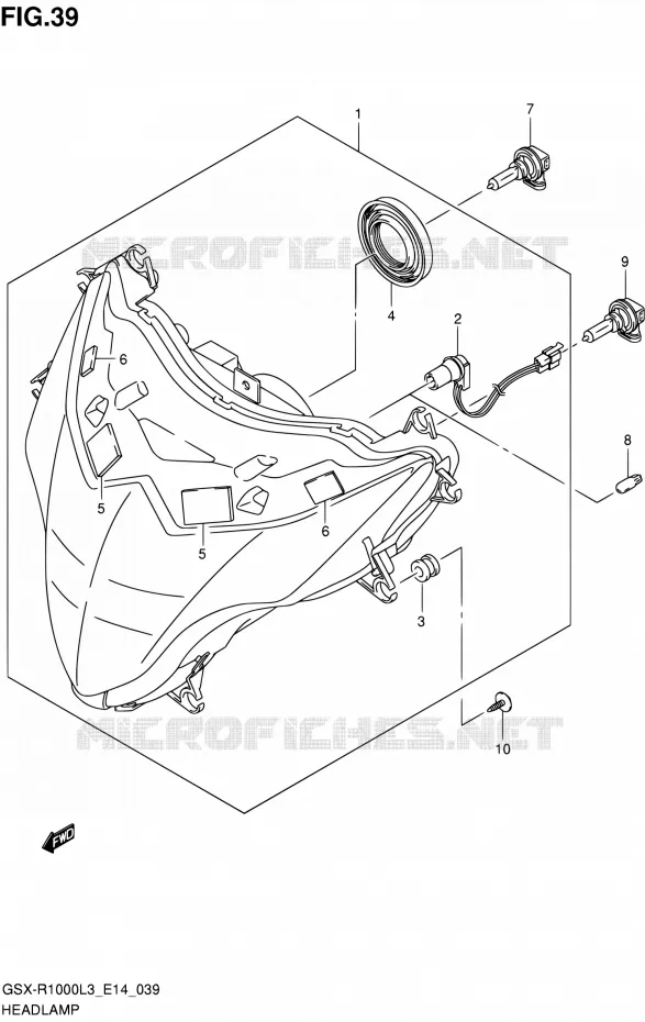 PHARE (GSX-R1000ZL3 E14) Suzuki MOTO 1000 GSX-R 2013  GSX-R1000 L3/GSX-R1000Z L3 (E14)