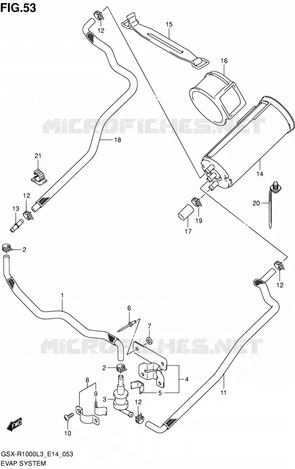 SYSTÈME DE RECYCLAGE VAPEURS CARBURANT (GSX-R1000ZL3 E14) Suzuki MOTO 1000 GSX-R 2013  GSX-R1000 L3/GSX-R1000Z L3 (E14)
