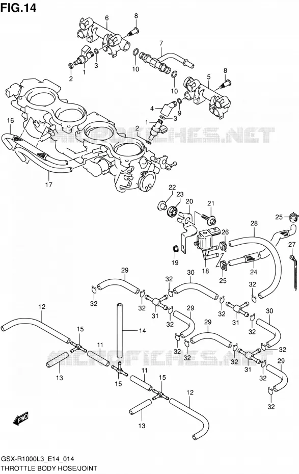SYSTÈME D'INJECTION (GSX-R1000L3 E14) Suzuki MOTO 1000 GSX-R 2013  GSX-R1000 L3/GSX-R1000Z L3 (E14)