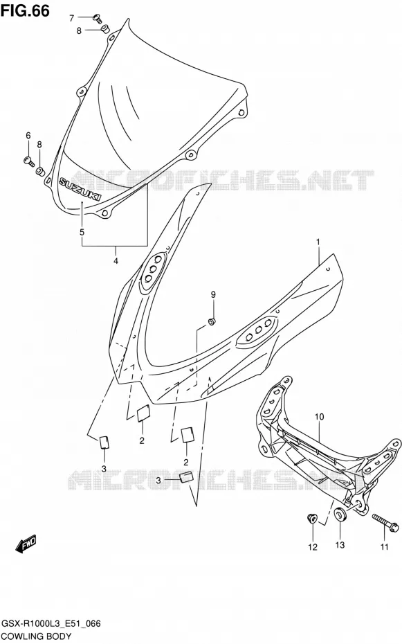 CARENAGES - ETIQUETTES (GSX-R1000L3 E51) Suzuki MOTO 1000 GSX-R 2013  GSX-R1000 L3/GSX-R1000Z L3 (E51)