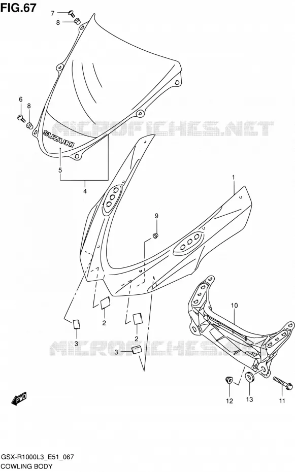 CARENAGES - ETIQUETTES (GSX-R1000ZL3 E51) Suzuki MOTO 1000 GSX-R 2013  GSX-R1000 L3/GSX-R1000Z L3 (E51)