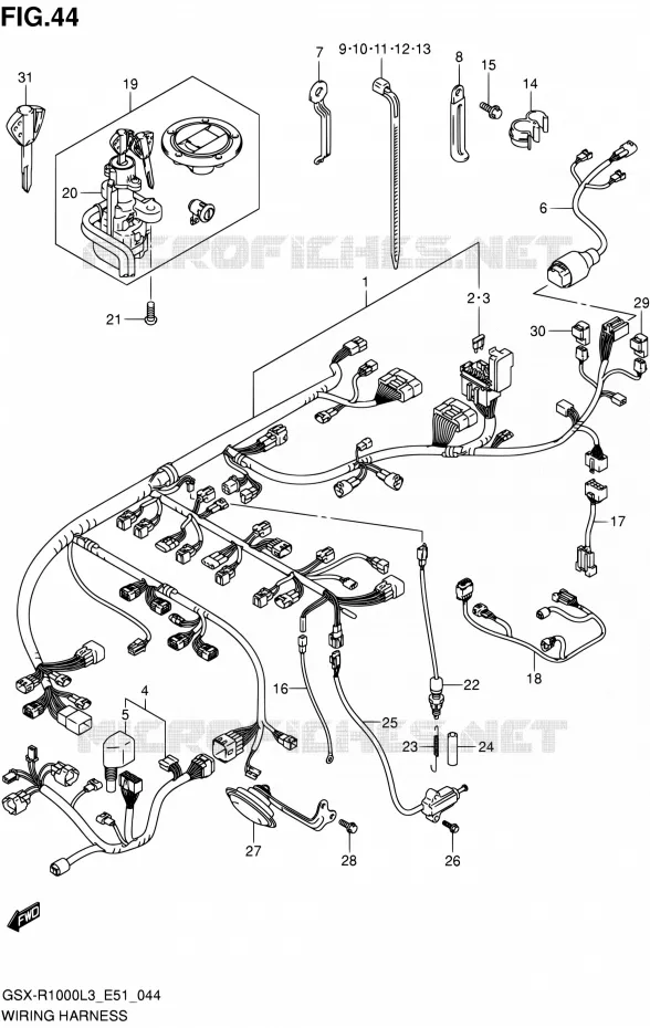 FAISCEAU ELECTRIQUE (GSX-R1000ZL3 E51) Suzuki MOTO 1000 GSX-R 2013  GSX-R1000 L3/GSX-R1000Z L3 (E51)