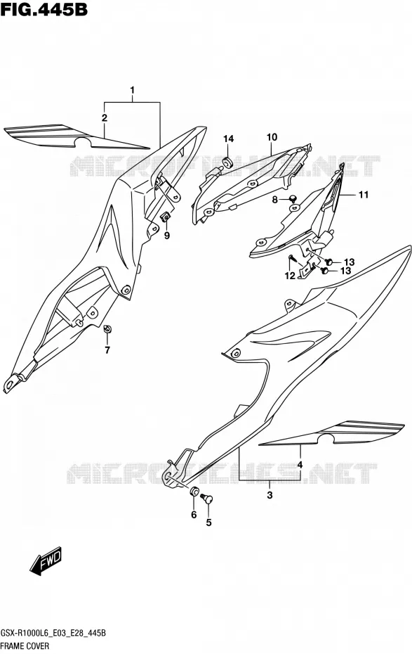 CARENAGES ARRIERE (AJP,JSP) Suzuki MOTO 1000 GSX-R 2016  GSX-R1000 L6 (E03,E28,E33)