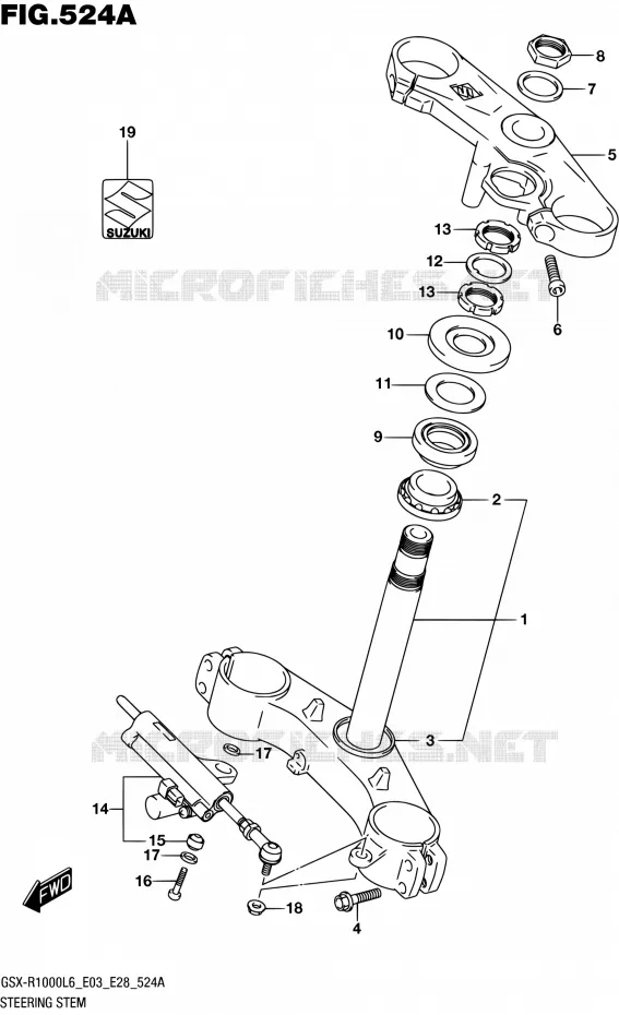 COLONNE DE DIRECTION Suzuki MOTO 1000 GSX-R 2016  GSX-R1000 L6 (E03,E28,E33)