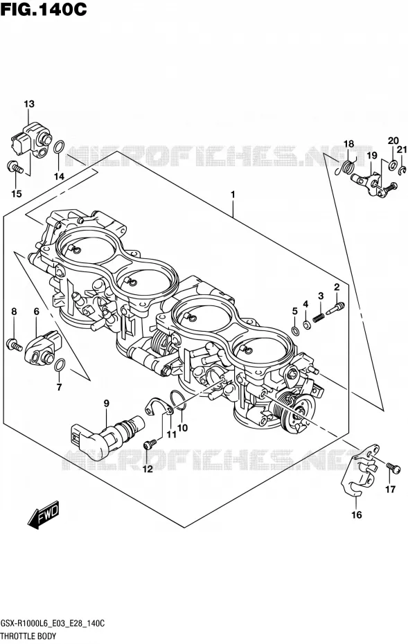 CORPS DE PAPILLON (GSX-R1000L6 E33) Suzuki MOTO 1000 GSX-R 2016  GSX-R1000 L6 (E03,E28,E33)