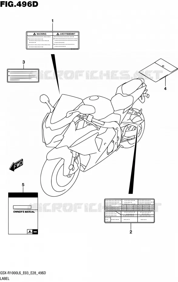ETIQUETTE (GSX-R1000AL6 E28) Suzuki MOTO 1000 GSX-R 2016  GSX-R1000 L6 (E03,E28,E33)