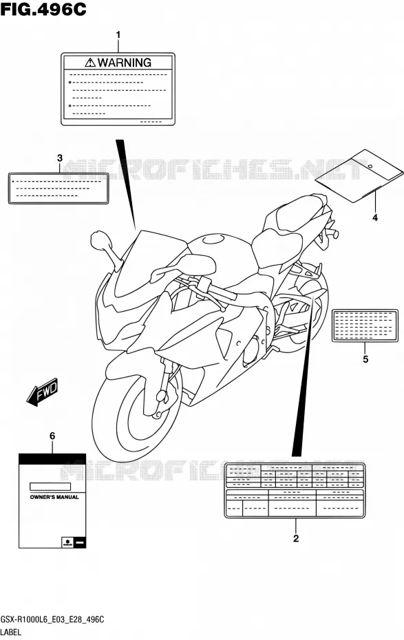ETIQUETTE (GSX-R1000L6 E33) Suzuki MOTO 1000 GSX-R 2016  GSX-R1000 L6 (E03,E28,E33)