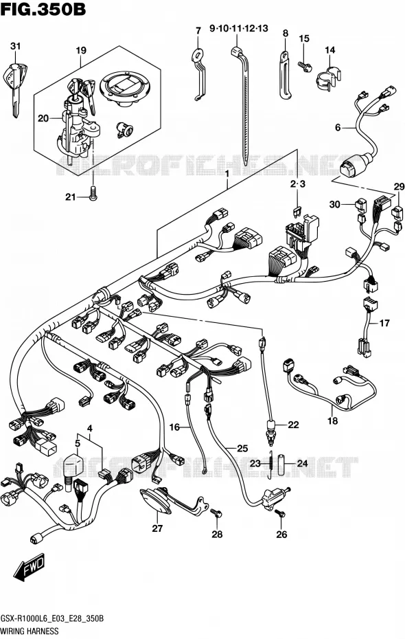 FAISCEAU ELECTRIQUE (GSX-R1000L6 E28) Suzuki MOTO 1000 GSX-R 2016  GSX-R1000 L6 (E03,E28,E33)