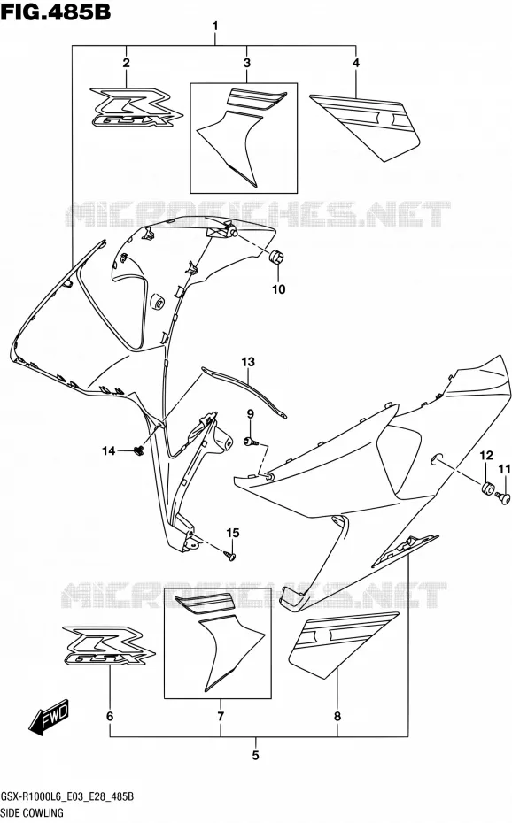 FLANCS DE CARENAGES (AJP,JSP) Suzuki MOTO 1000 GSX-R 2016  GSX-R1000 L6 (E03,E28,E33)