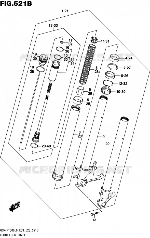 FOURCHE (GSX-R1000L6 E28) Suzuki MOTO 1000 GSX-R 2016  GSX-R1000 L6 (E03,E28,E33)