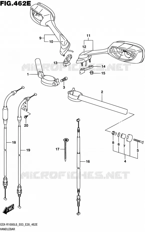 GUIDON (GSX-R1000AL6 E33) Suzuki MOTO 1000 GSX-R 2016  GSX-R1000 L6 (E03,E28,E33)