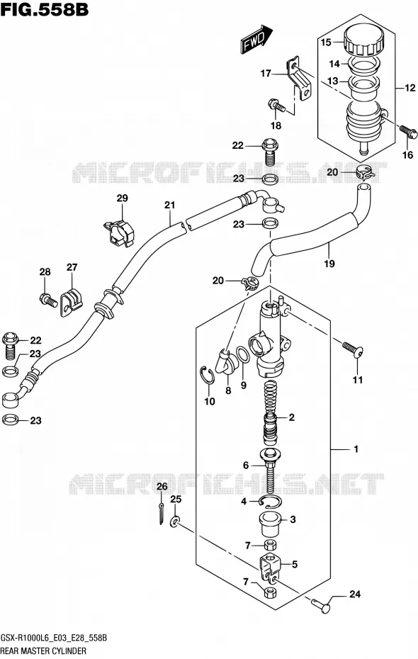 MAITRE CYLINDRE ARRIERE (GSX-R1000L6 E28) Suzuki MOTO 1000 GSX-R 2016  GSX-R1000 L6 (E03,E28,E33)