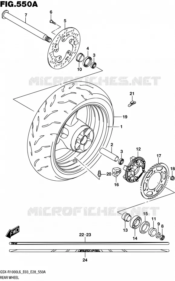 ROUE ARRIERE (GSX-R1000L6 E03) Suzuki MOTO 1000 GSX-R 2016  GSX-R1000 L6 (E03,E28,E33)