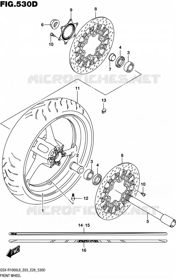 ROUE AVANT (GSX-R1000AL6 E28) Suzuki MOTO 1000 GSX-R 2016  GSX-R1000 L6 (E03,E28,E33)