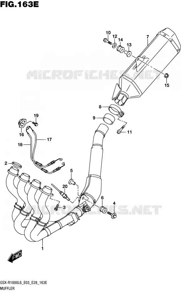 SILENCIEUX (GSX-R1000AL6 E33) Suzuki MOTO 1000 GSX-R 2016  GSX-R1000 L6 (E03,E28,E33)