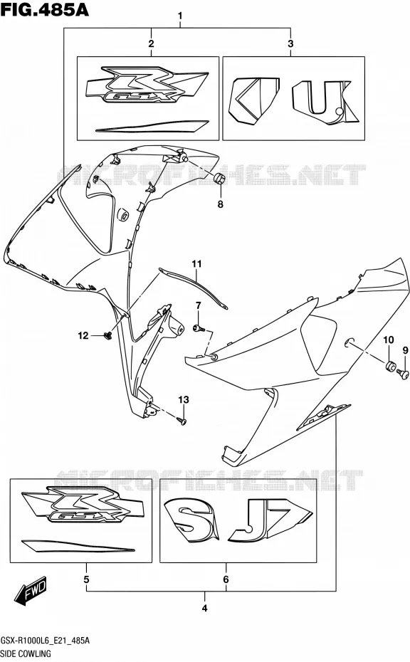 FLANCS DE CARENAGES (YSF) Suzuki MOTO 1000 GSX-R 2016  GSX-R1000UF L6 (E21)