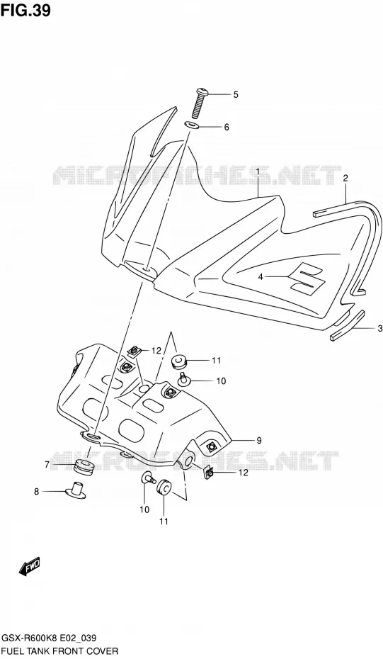 COUVRE RESERVOIR Suzuki MOTO 600 GSX-R 2010  GSX-R600 L0 (E02,E19,E24)