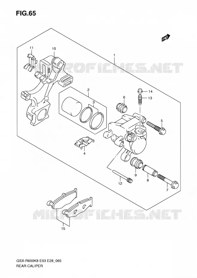 ETRIER DE FREIN ARRIERE Suzuki MOTO 600 GSX-R 2010  GSX-R600 L0 (E03,E28,E33)