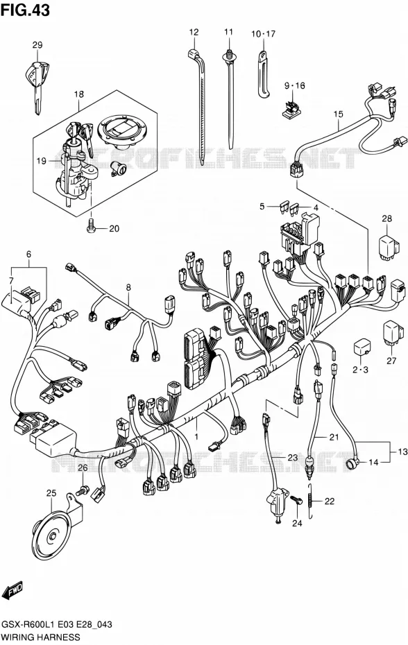 FAISCEAU ELECTRIQUE (GSX-R600L1 E33) Suzuki MOTO 600 GSX-R 2011  GSX-R600 L1 (E03,E28,E33)