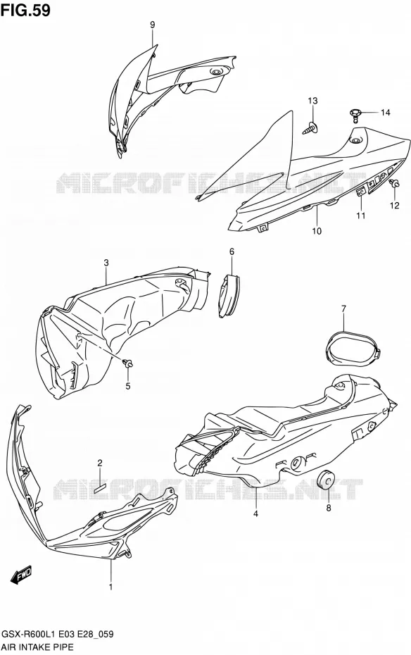 PRISE D AIR Suzuki MOTO 600 GSX-R 2011  GSX-R600 L1 (E03,E28,E33)