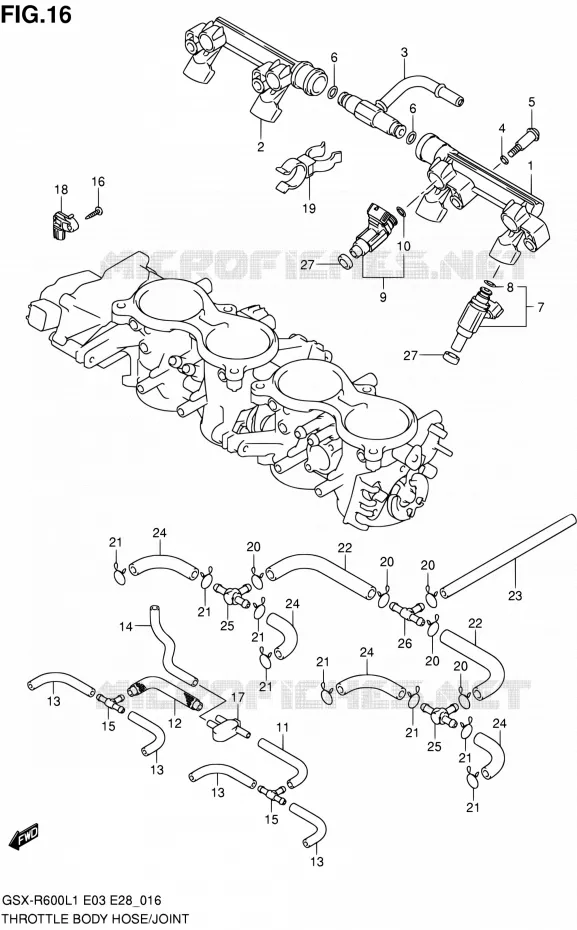 SYSTÈME D'INJECTION (GSX-R600L1 E33) Suzuki MOTO 600 GSX-R 2011  GSX-R600 L1 (E03,E28,E33)