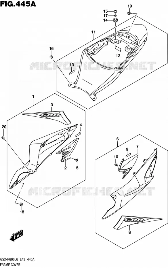 CARENAGES ARRIERE (YSF) Suzuki MOTO 600 GSX-R 2016  GSX-R600 L6 (E43)