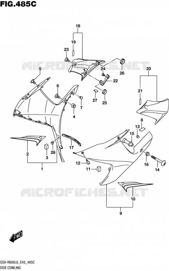 FLANCS DE CARENAGES (ARB) Suzuki MOTO 600 GSX-R 2016  GSX-R600 L6 (E43)