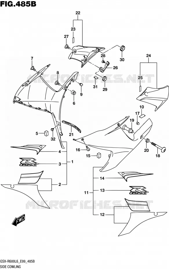 FLANCS DE CARENAGES (AJP) Suzuki MOTO 600 GSX-R 2016  GSX-R600 L6 (E99)