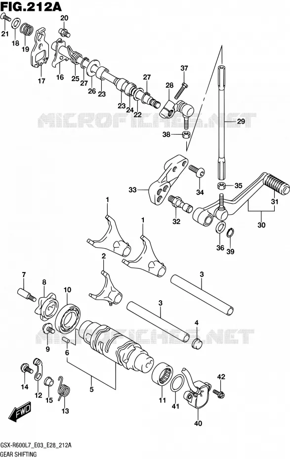 ENSEMBLE SELECTEUR DE VITESSES Suzuki MOTO 600 GSX-R 2017  GSX-R600 L7 (E03,E28,E33)