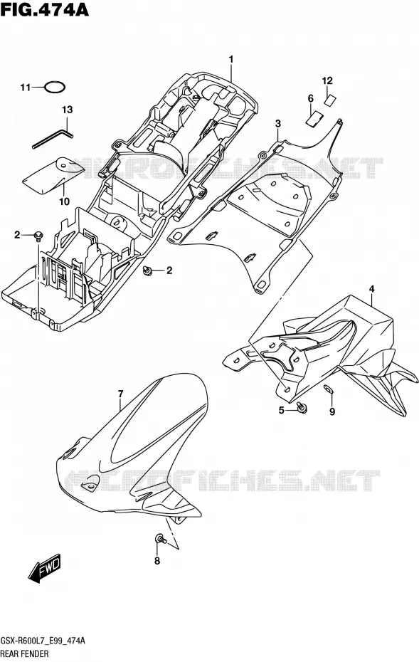 GARDE BOUE ARRIERE Suzuki MOTO 600 GSX-R 2017  GSX-R600 L7 (E99)