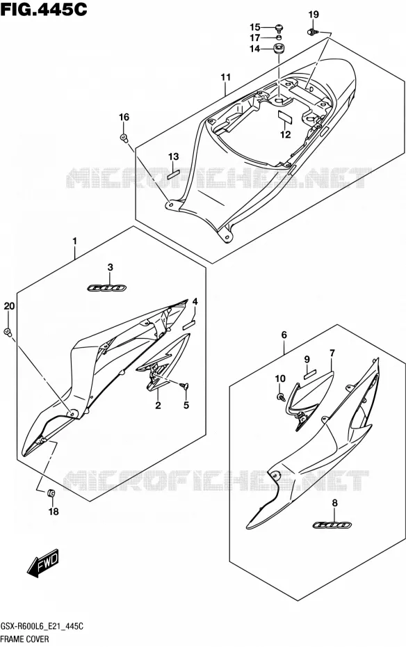 CARENAGES ARRIERE (ARB) Suzuki MOTO 600 GSX-R 2016  GSX-R600UF L6 (E21)