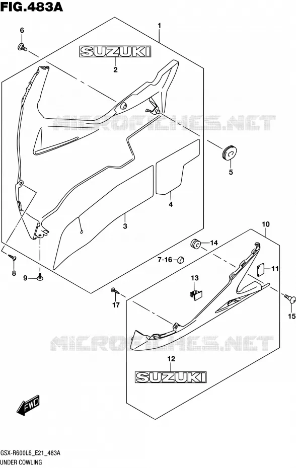CARENAGES INFERIEUR (FLANCS) Suzuki MOTO 600 GSX-R 2016  GSX-R600UF L6 (E21)
