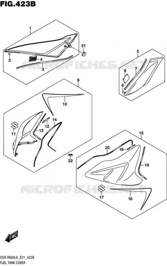 RESERVOIR D'ESSENCE - COUVERCLES (ARB) Suzuki MOTO 600 GSX-R 2016  GSX-R600UF L6 (E21)