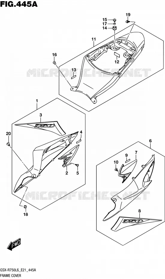 CARENAGES ARRIERE (YSF) Suzuki MOTO 750 GSX-R 2016  GSX-R750 L6 (E21)