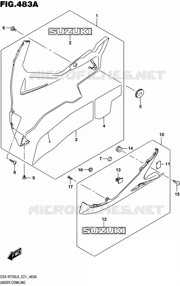 CARENAGES INFERIEUR (FLANCS) Suzuki MOTO 750 GSX-R 2016  GSX-R750 L6 (E21)