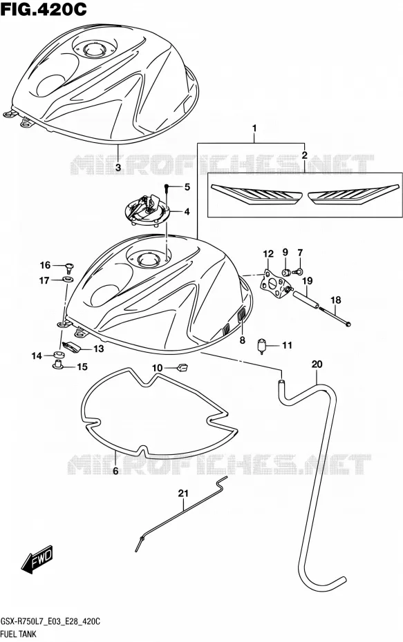 RESERVOIR D'ESSENCE (GSX-R750L7 E33) Suzuki MOTO 750 GSX-R 2017  GSX-R750 L7 (E03,E28,E33)