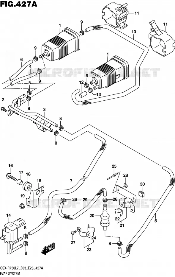SYSTÈME DE RECYCLAGE VAPEURS CARBURANT (GSX-R750L7 E33) Suzuki MOTO 750 GSX-R 2017  GSX-R750 L7 (E03,E28,E33)
