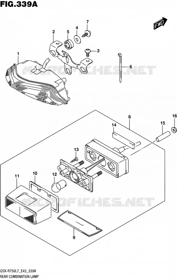 ENSEMBLE FEU ARRIERE Suzuki MOTO 750 GSX-R 2017  GSX-R750 L7 (E43)