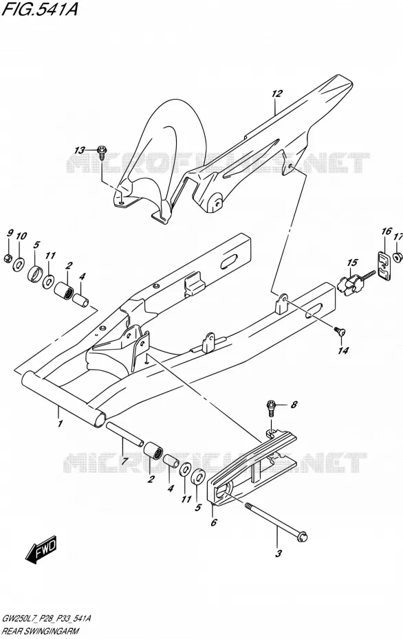 BRAS OSCILLANT ARRIERE Suzuki MOTO 250 INAZUMA 2017  GW250 L7 (P03,P28,P33)