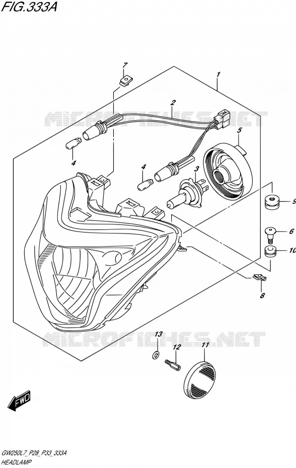 PHARE Suzuki MOTO 250 INAZUMA 2017  GW250 L7 (P03,P28,P33)